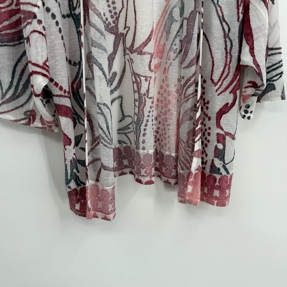 Chico’s NWT Tie-dye Look Jacquard Sheer Jacket Size 2(L) Open Front 3/4 Sleeves - Picture 7 of 11